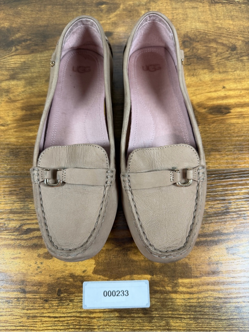 UGG Womens Size 9 Leather Driving Loafers Taupe Horsebit Moccasins Flats